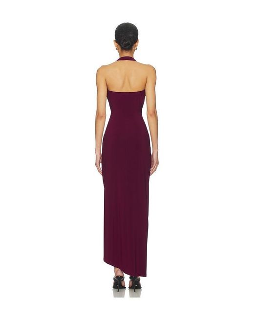 Norma Kamali Purple X Revolve Halter Sweetheart Side Drape Gown