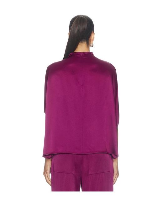LAPOINTE Purple Satin Cape Tee