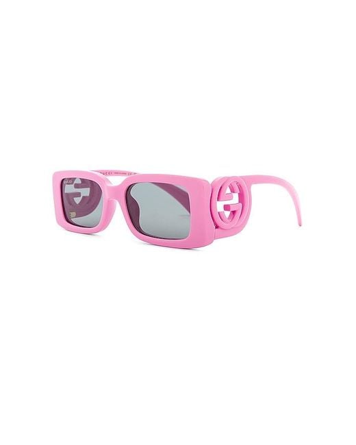 Gucci Pink Chaise Longue Rectangular Sunglasses