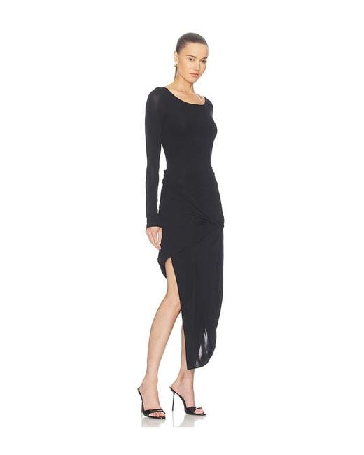 Helmut Lang Black Drape Long Sleeve Dress