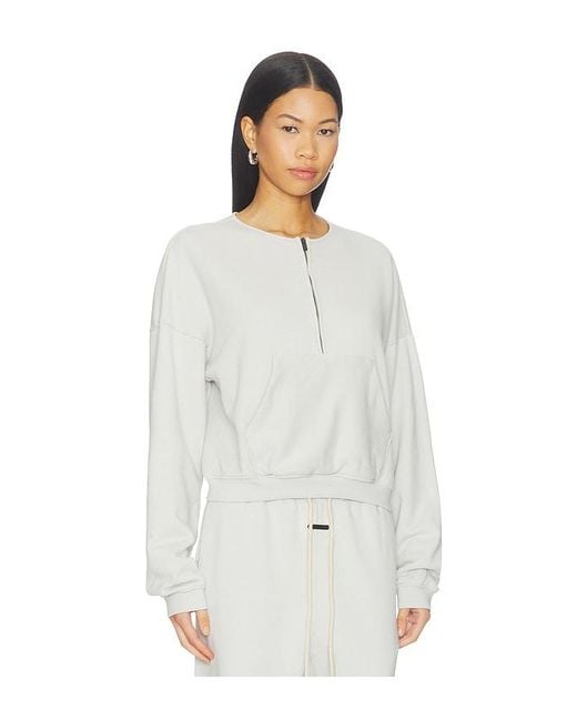 Fear Of God White Relaxed Half Zip Sweater