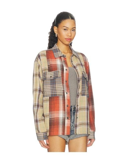 One Teaspoon Blue Essential Patchwork Flannel Shirt