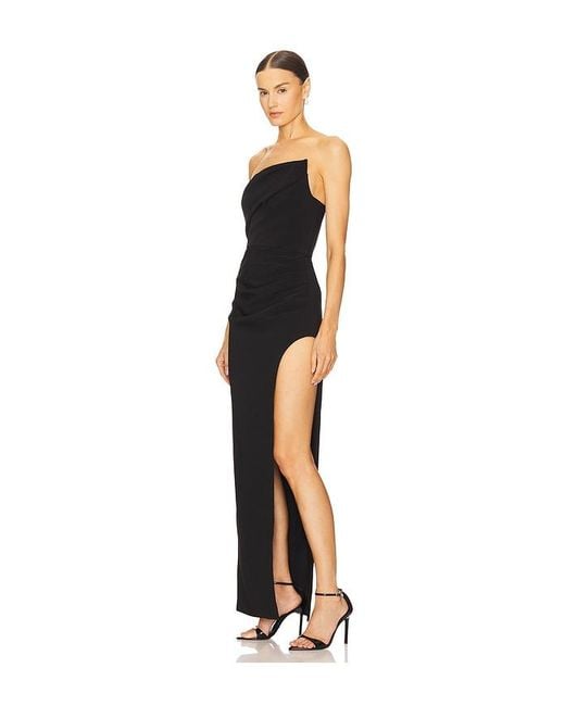 Nbd Black Asymmetric Crepe Maxi Dress
