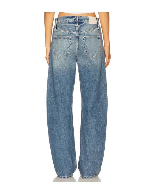 PAIGE Blue Arellia Barrel Leg Jeans With Covered Buttonfly