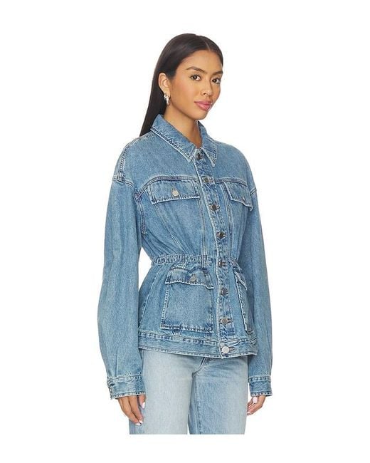 Rag & Bone Blue Amy Cinched Denim Trucker Jacket