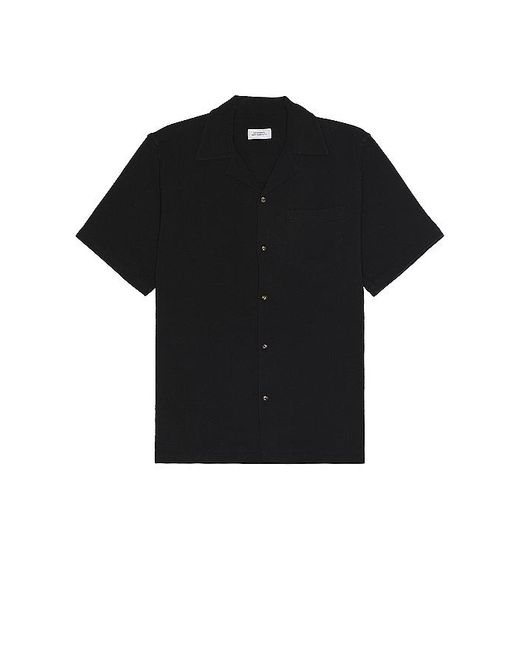 Saturdays NYC Black Canty Boucle Knit Short Sleeve Shirt for men