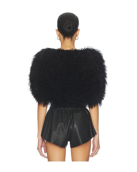 OW Collection Black Nia Fur Top