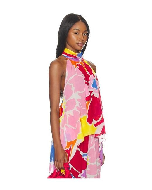 SWF Red High Neck Flare Top