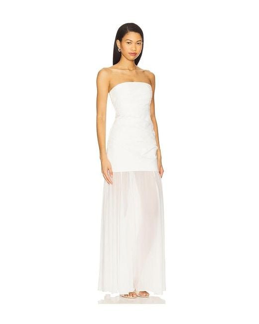 Shona Joy White Lunar Strapless Draped Maxi Dress