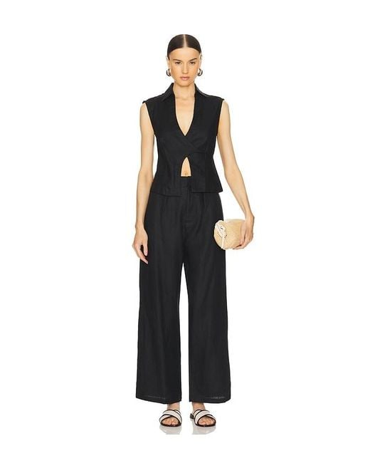 Faithfull The Brand Black Antibes Sleeveless Wrap Shirt