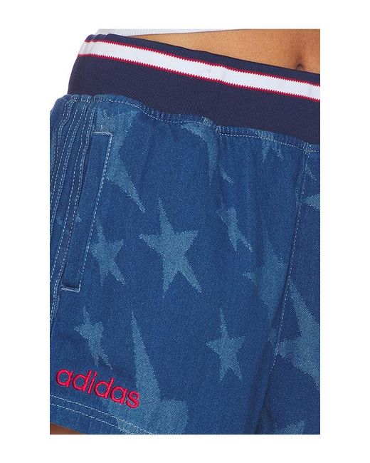 Adidas Originals Blue Denim Graphic Varsity Shorts