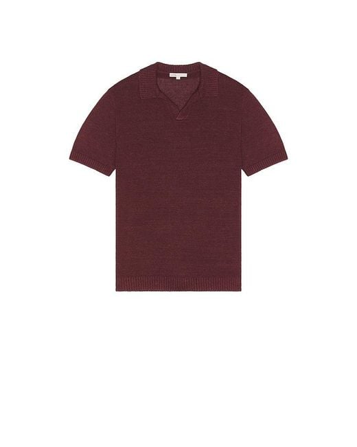 Onia Red Silk Linen Johnny Polo for men