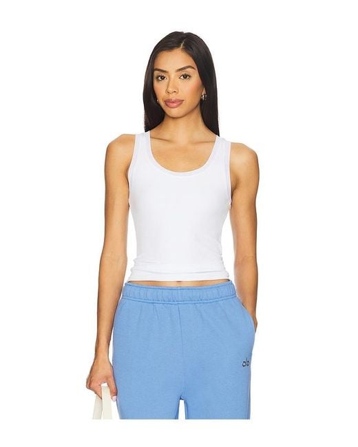Alo Yoga Ribbed Mesh タンクトップ Blue