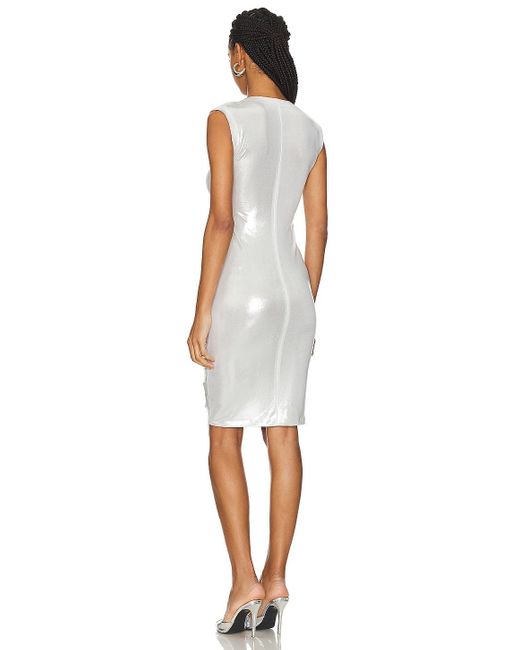 Norma Kamali Sleeveless Deep V Neck Shirred Front ドレス White