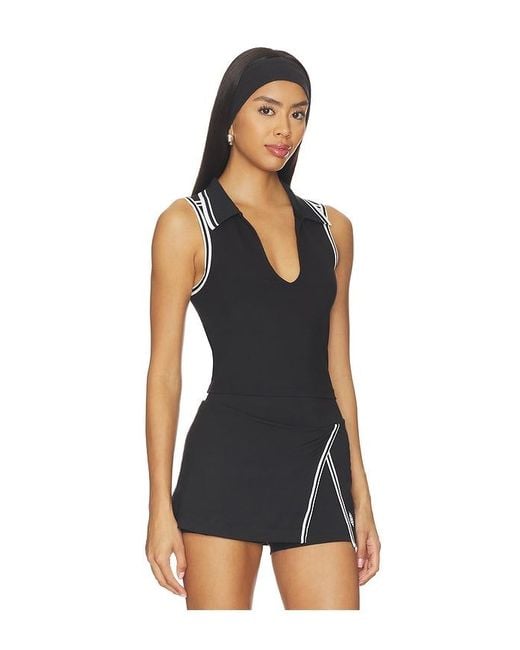 Free People Black X Fp Movement Forehand Polo Top
