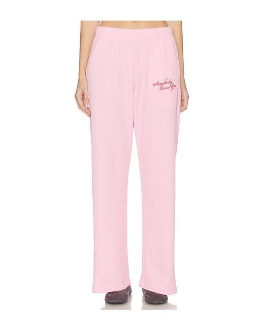 The Mayfair Group Pink Somebody Love You Wide Leg Sweatpants