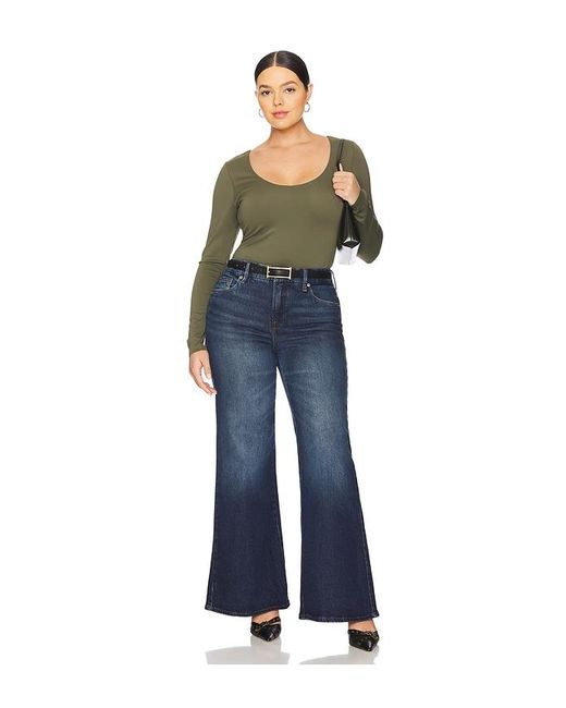 GOOD AMERICAN Blue Sculpting Scoop Long Sleeve Body