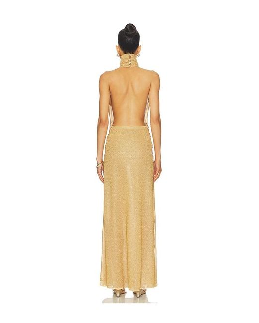 Oseree Metallic Lumiere Ring Turtleneck Dress