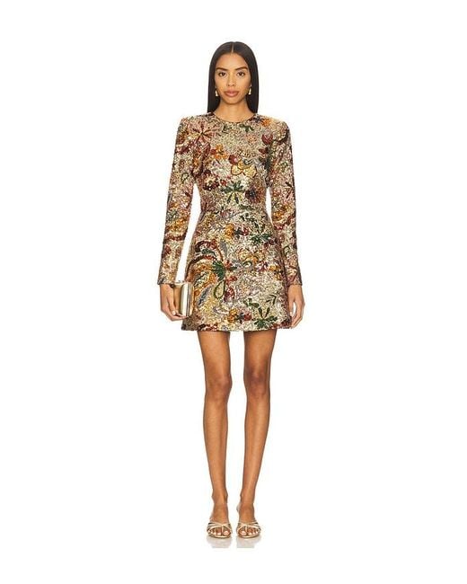 Nadine Merabi Natural Camile Embellished Sequin Long Sleeve Mini Dress