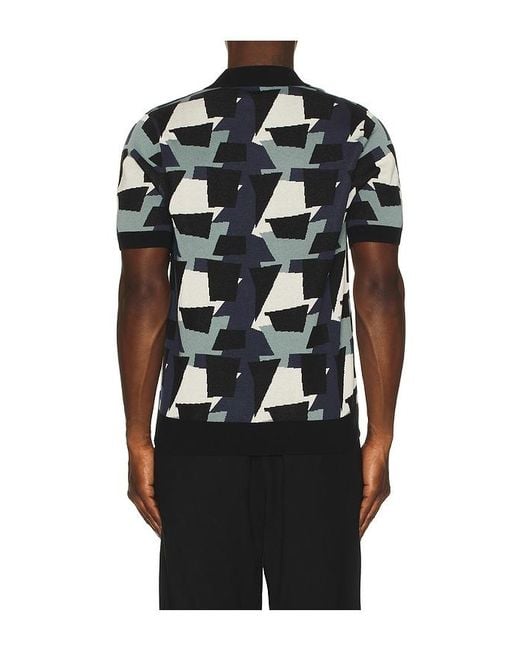Fred Perry Black Fragment Jacquard Knit Polo Shirt for men