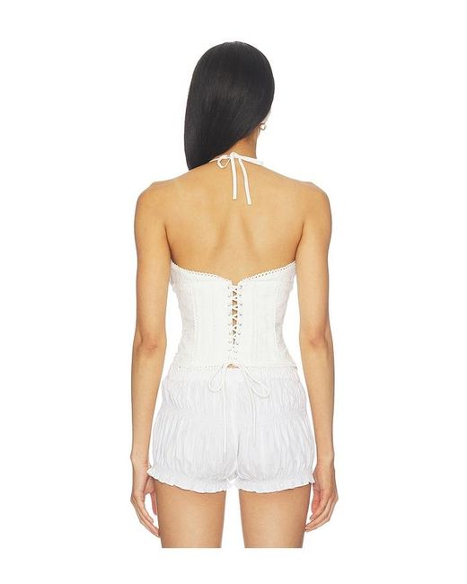 GUIZIO White Marini Eyelet Corset Top