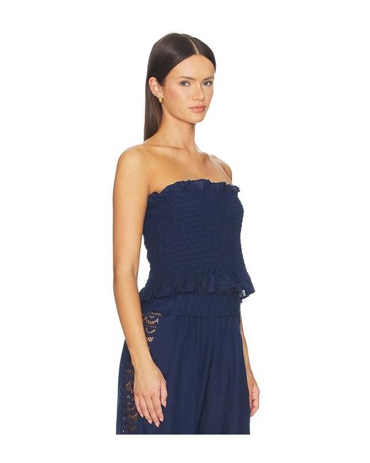 PQ Swim Blue Lexi Smocked Top