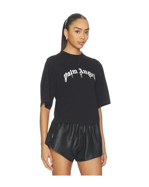 Palm Angels Black Curved Logo Boxy Tee