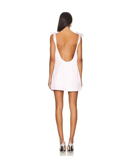 MAJORELLE White Bow-Shoulder Charmeuse Mini Dress