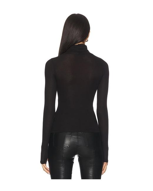 Michael Lauren Black Rem Long Sleeve Fitted Turtleneck Top