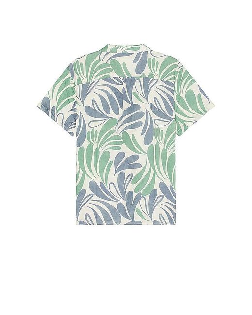 Marine Layer Blue Resort Short Sleeve Linen Resort Shirt for men