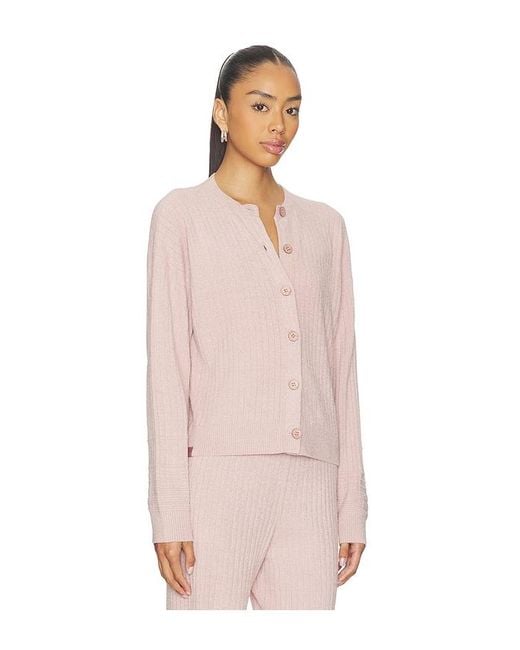 Barefoot Dreams Pink Cozychic Ultra Lite Textured Rib Cardigan