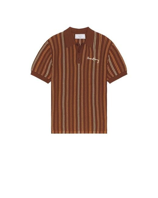 House Of Sunny Brown Stripe Knitted Polo for men