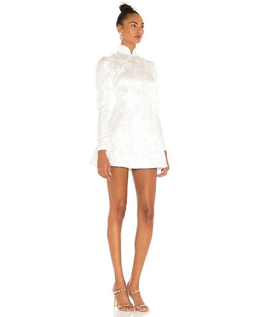 SAU LEE White Joyce Chinese Jacquard Mini Dress