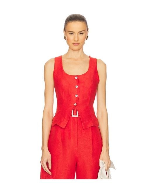 Matthew Bruch Red Scoop Neck Vest