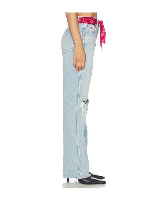 Re/done Blue 90S High Rise Loose With Bandana Wide Leg Jeans