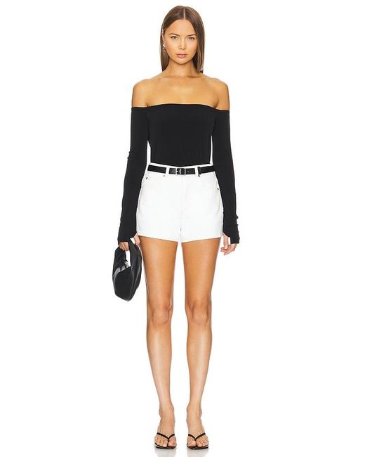Norma Kamali Black Long Sleeve Off Shoulder Top