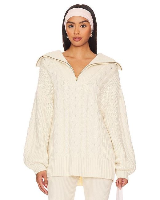 Varley White Daria Half Zip Sweater