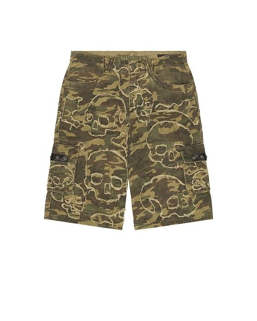 Affliction Green Skull Camo Shorts for men