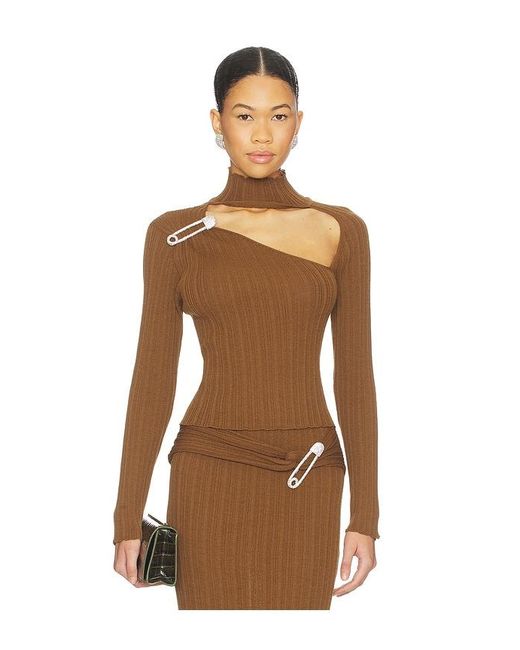 GIUSEPPE DI MORABITO Brown Cutout Top