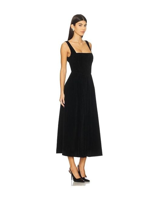 MORE TO COME Black Cinthia Velvet Midi Dress