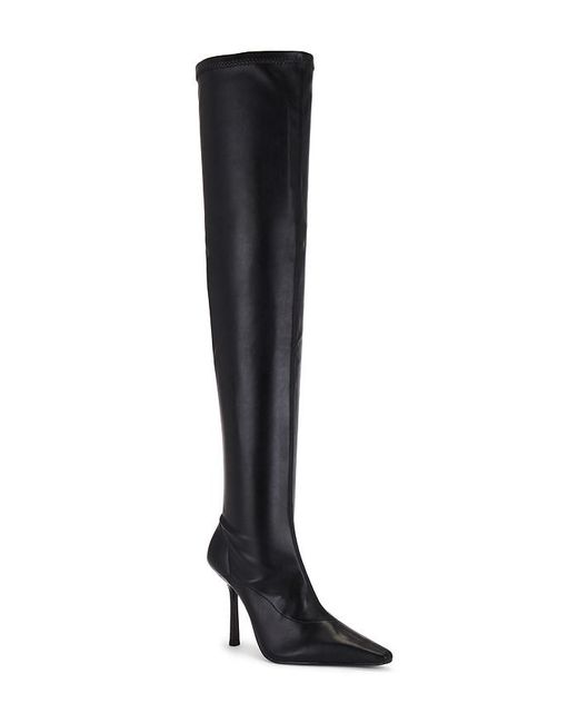 Cape Robbin Elnora-27 Thigh High Boots - Open Toe Knit Stretch Pull On Boots, Black - View #13