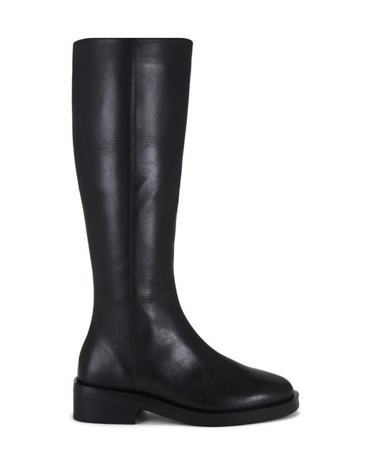 Tony Bianco Black Leather Almond-Toe Block-Heel Boots