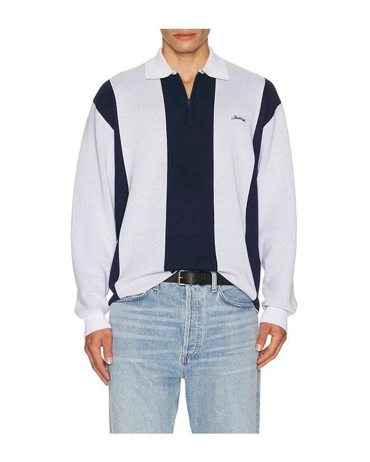 Students Golf Blue Gibson Fleece Long Sleeve Polo for men