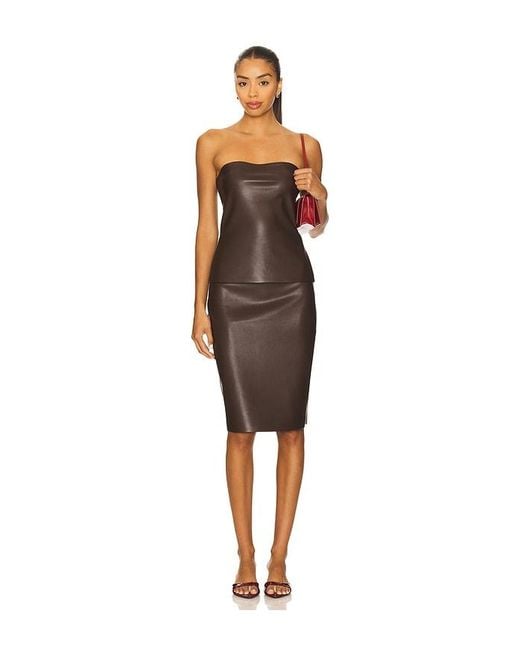 Susana Monaco Black Faux Leather Pencil Skirt
