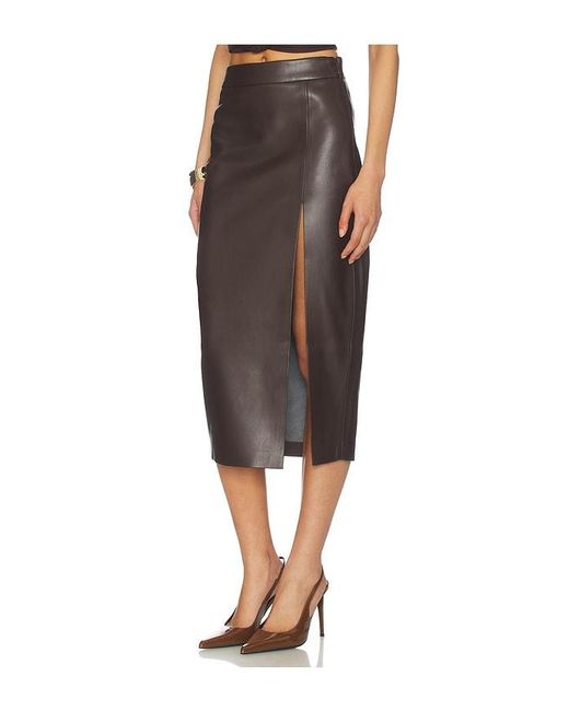 Susana Monaco Black Faux Leather Slit Skirt