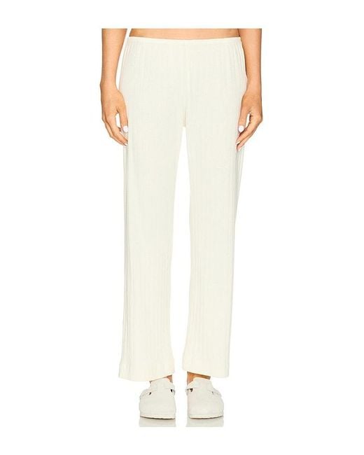 DONNI. White Pointelle Simple Cropped Pant