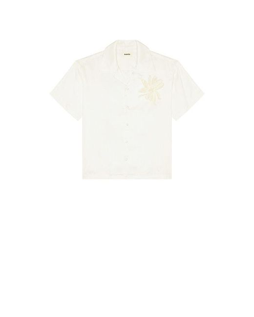 Sanēa Natural Sakorn Orchid Brooch Silk Shirt for men