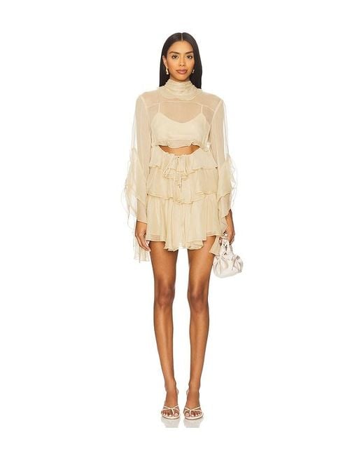 Bardot Natural X Revolve Anyssa Ruffle Mini Dress
