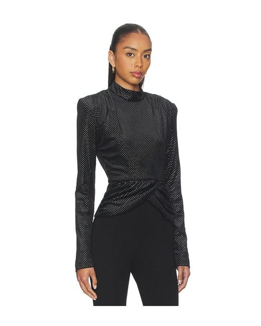 ROTATE BIRGER CHRISTENSEN Black Velvet Draped Top