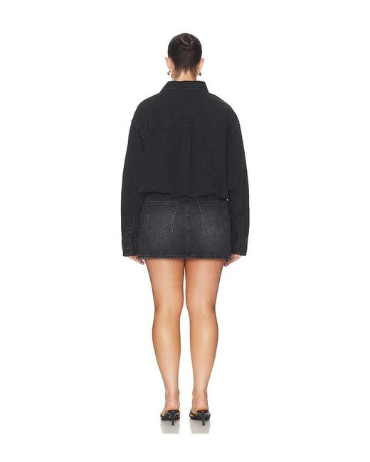 GOOD AMERICAN Black Denim Shirt Dress
